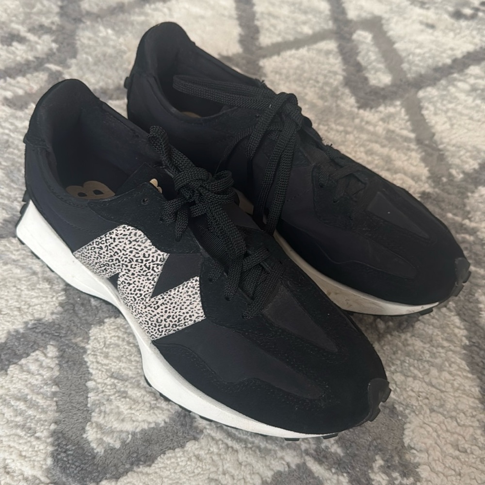 New Balance 327. Black and animal print. Size 9.